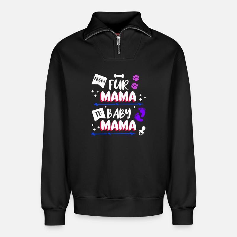 Sucette Maman Déclaration Grossesse Enceinte - Sweat unisexe décontracté en coton biologique à demi-zip – de SPREAD - noir