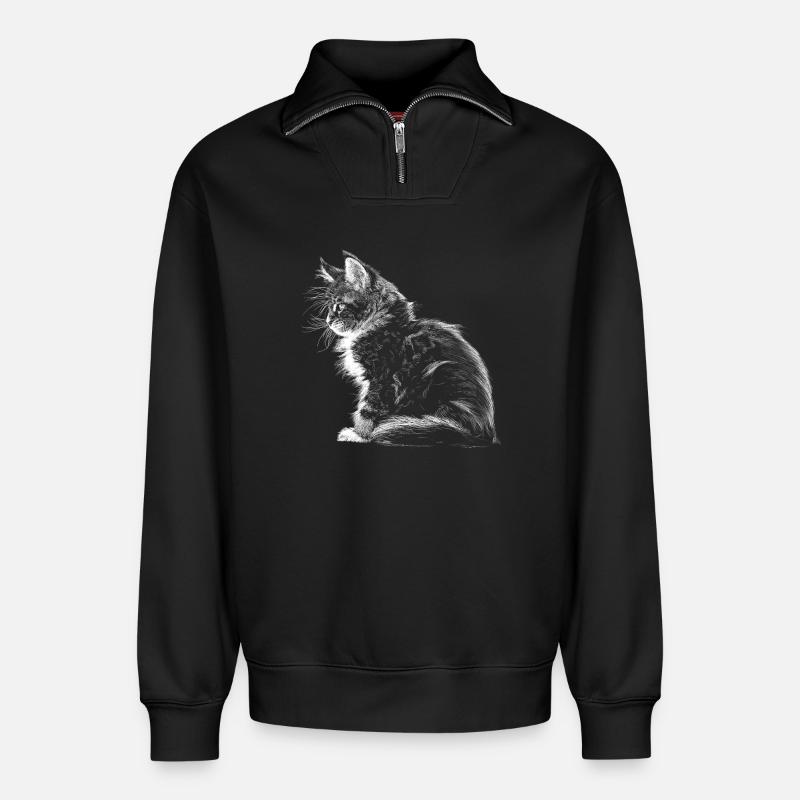 Kitten - Relaxed Unisex Organic Half Zip Sweatshirt – by SPREAD - black