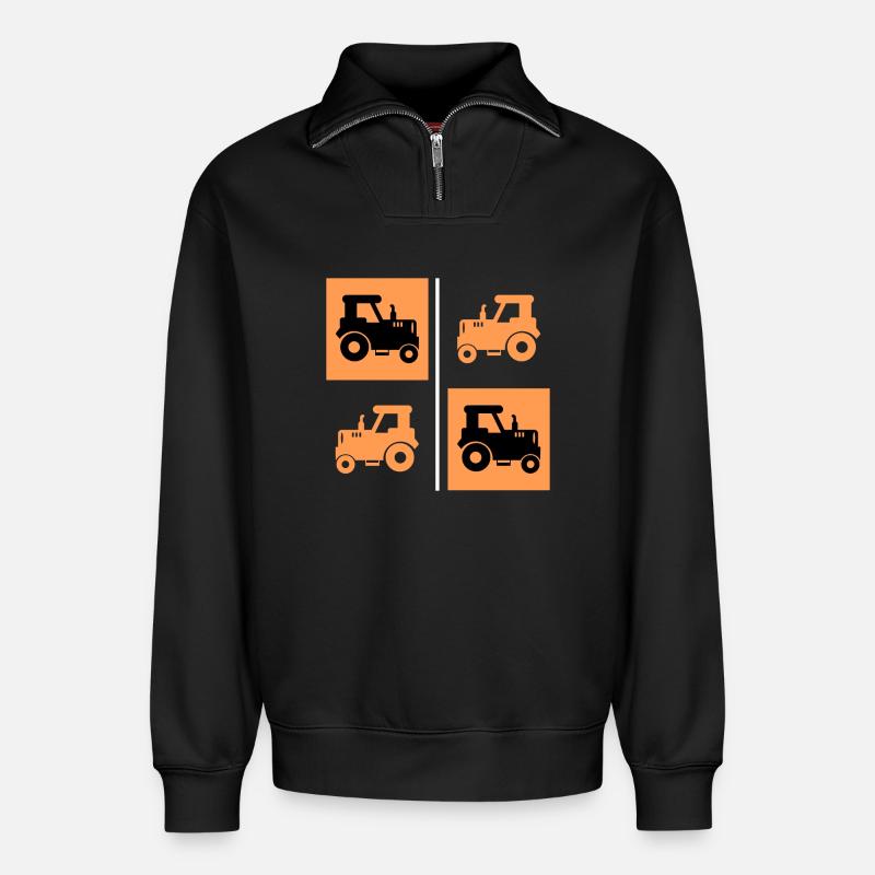 Ackerbau Landwirtschaft Schlepper Traktor Bauer - Relaxed Unisex Organic Half Zip Sweatshirt – von SPREAD - Schwarz