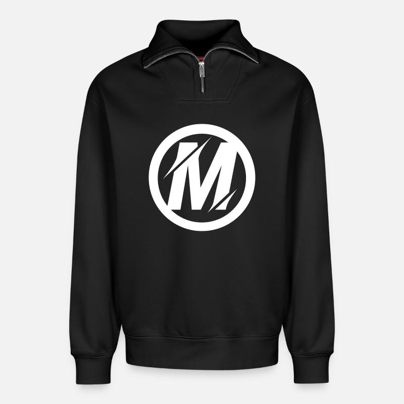 M Logo Artwork - Relaxed Unisex Organic Half Zip Sweatshirt – von SPREAD - Schwarz