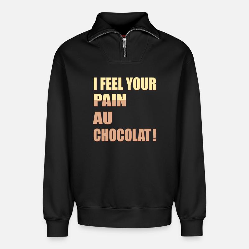 Schokoladen Brötchen Frankreich England - Relaxed Unisex Organic Half Zip Sweatshirt – von SPREAD - Schwarz