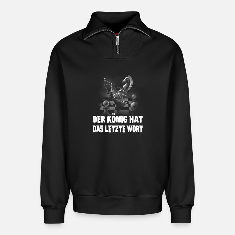 Schach Design - Relaxed Unisex Organic Half Zip Sweatshirt – von SPREAD - Schwarz