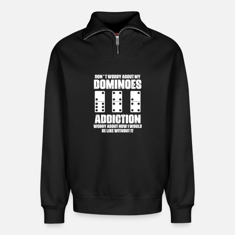 Domino Design - Relaxed Unisex Organic Half Zip Sweatshirt – von SPREAD - Schwarz