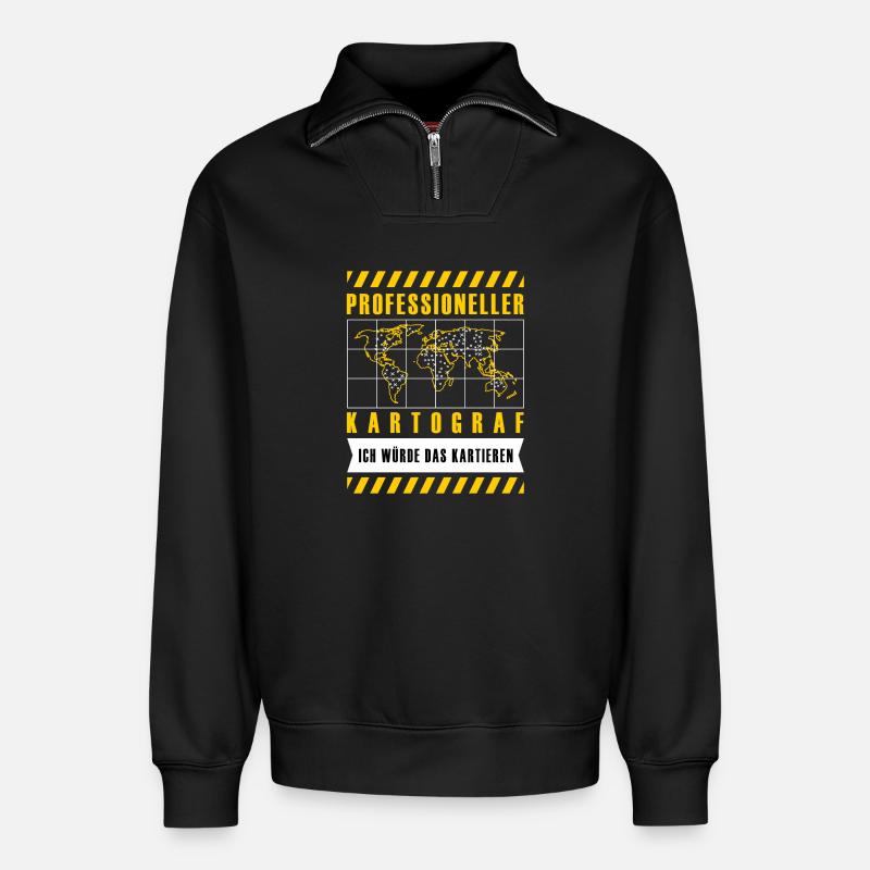 Kartografie Design - Relaxed Unisex Organic Half Zip Sweatshirt – von SPREAD - Schwarz