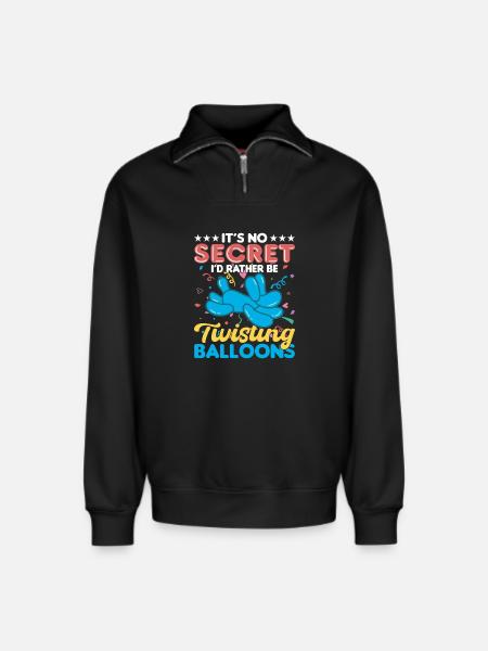 Balloon Twisting Design - Relaxed Unisex Organic Half Zip Sweatshirt – by SPREAD - black