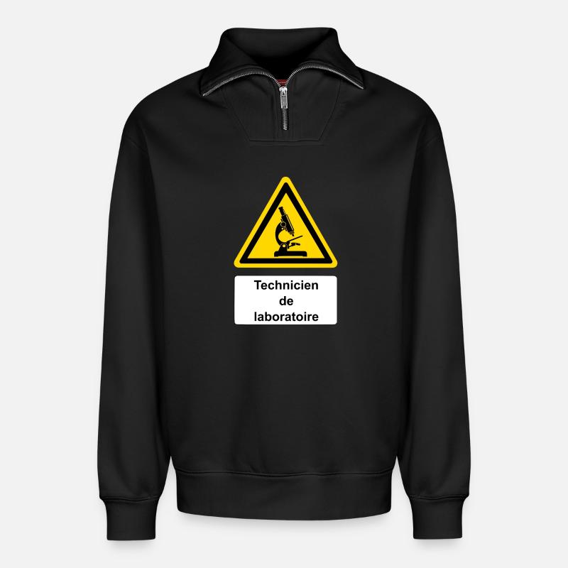 Laboratory Technician - Relaxed Unisex Organic Half Zip Sweatshirt – by SPREAD - black