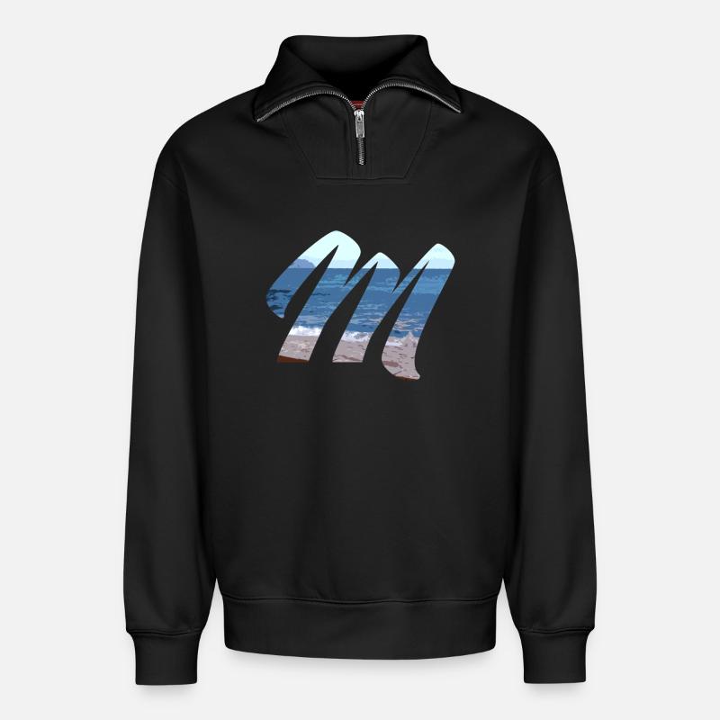 Meereswellen Kunst Design - Relaxed Unisex Organic Half Zip Sweatshirt – von SPREAD - Schwarz