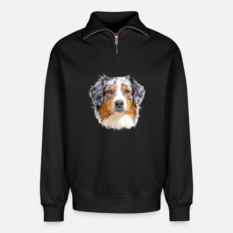 Australian Shepherd - Relaxed Unisex Organic Half Zip Sweatshirt – von SPREAD - Schwarz
