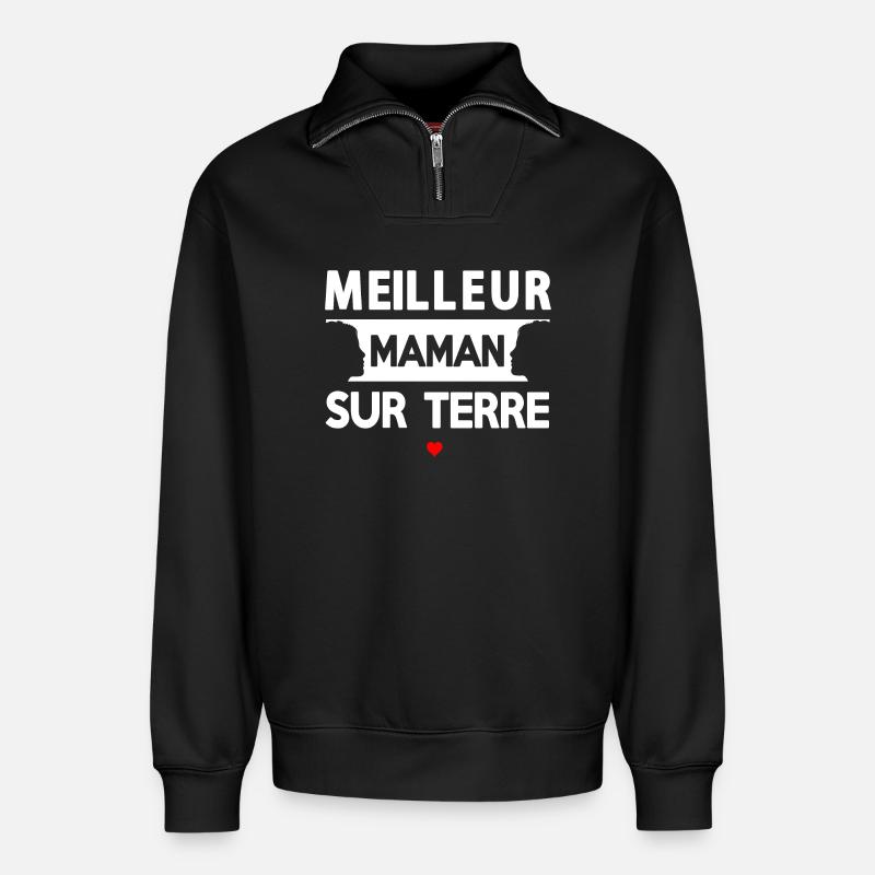 Zitat der Mutter auf der Erde - Relaxed Unisex Organic Half Zip Sweatshirt – von SPREAD - Schwarz