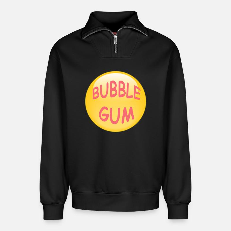 BUBBLE GUM - Relaxed Unisex Organic Half Zip Sweatshirt – von SPREAD - Schwarz