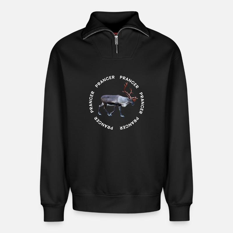 PRANCER - Relaxed Unisex Organic Half Zip Sweatshirt – von SPREAD - Schwarz