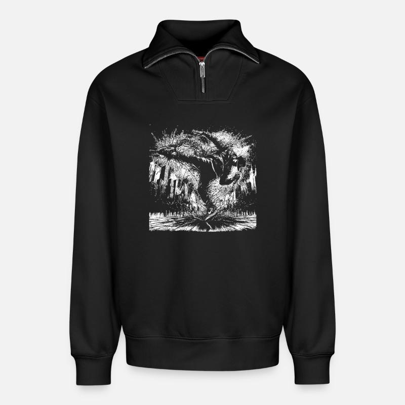 BREAKDANCE - Relaxed Unisex Organic Half Zip Sweatshirt – von SPREAD - Schwarz