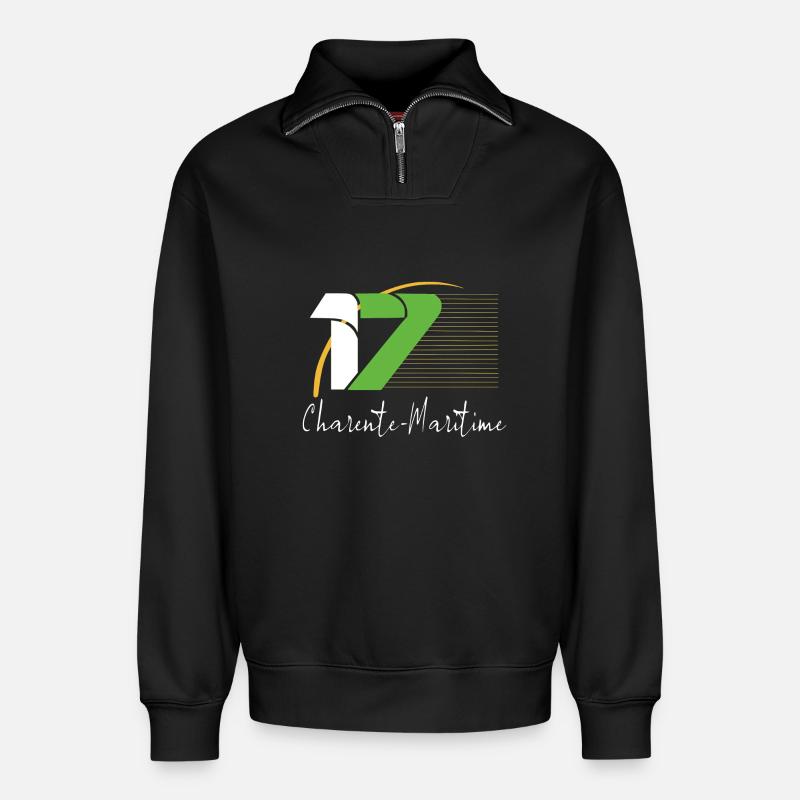 Charente-Maritime - Sweat unisexe décontracté en coton biologique à demi-zip – de SPREAD - noir