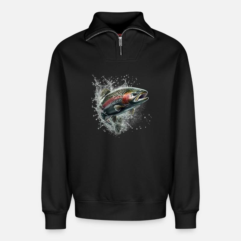 Forelle - Relaxed Unisex Organic Half Zip Sweatshirt – von SPREAD - Schwarz