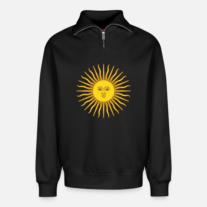 Sun Flag Argentina - Relaxed Unisex Organic Half Zip Sweatshirt – by SPREAD - black