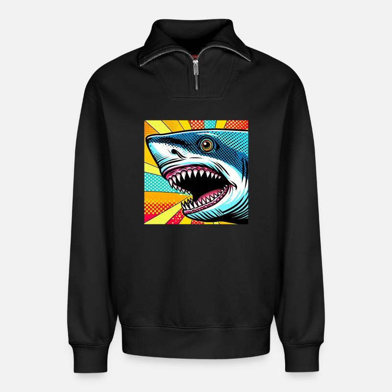 Hai Pop Art - Relaxed Unisex Organic Half Zip Sweatshirt – von SPREAD - Schwarz