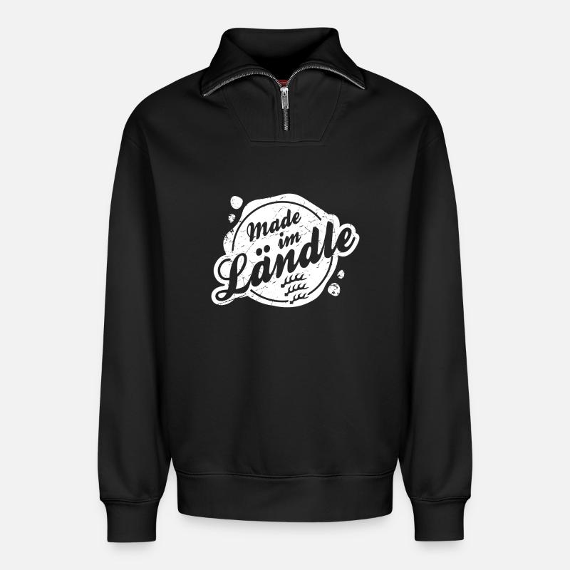 Made im Ländle - Relaxed Unisex Organic Half Zip Sweatshirt – von SPREAD - Schwarz