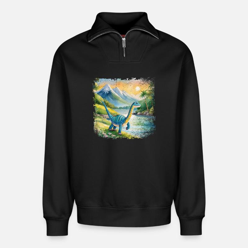 Niedlicher junger Thesaurus Kinderbuchstil Aquarel - Relaxed Unisex Organic Half Zip Sweatshirt – von SPREAD - Schwarz