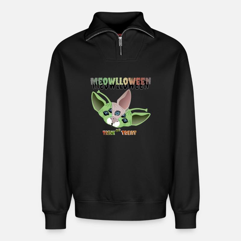 Sphinx Katze Alien Maske - Relaxed Unisex Organic Half Zip Sweatshirt – von SPREAD - Schwarz