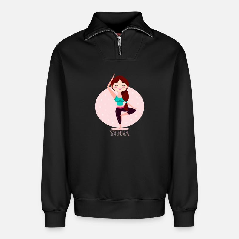 Yoga-Mädchen - Relaxed Unisex Organic Half Zip Sweatshirt – von SPREAD - Schwarz