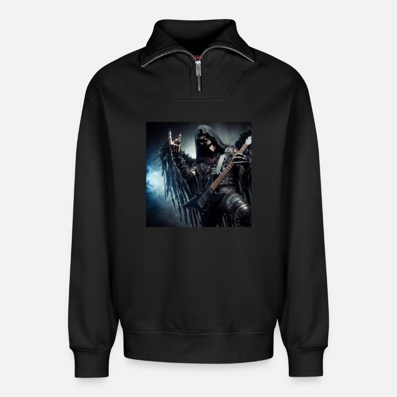 Der Sensenmann ist schwer - Relaxed Unisex Organic Half Zip Sweatshirt – von SPREAD - Schwarz