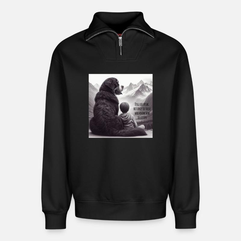 Berner Sennenhund - Relaxed Unisex Organic Half Zip Sweatshirt – von SPREAD - Schwarz