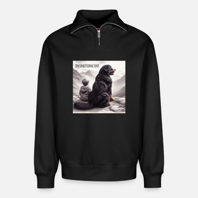 Bouvier bernois - Sweat unisexe décontracté en coton biologique à demi-zip – de SPREAD - noir