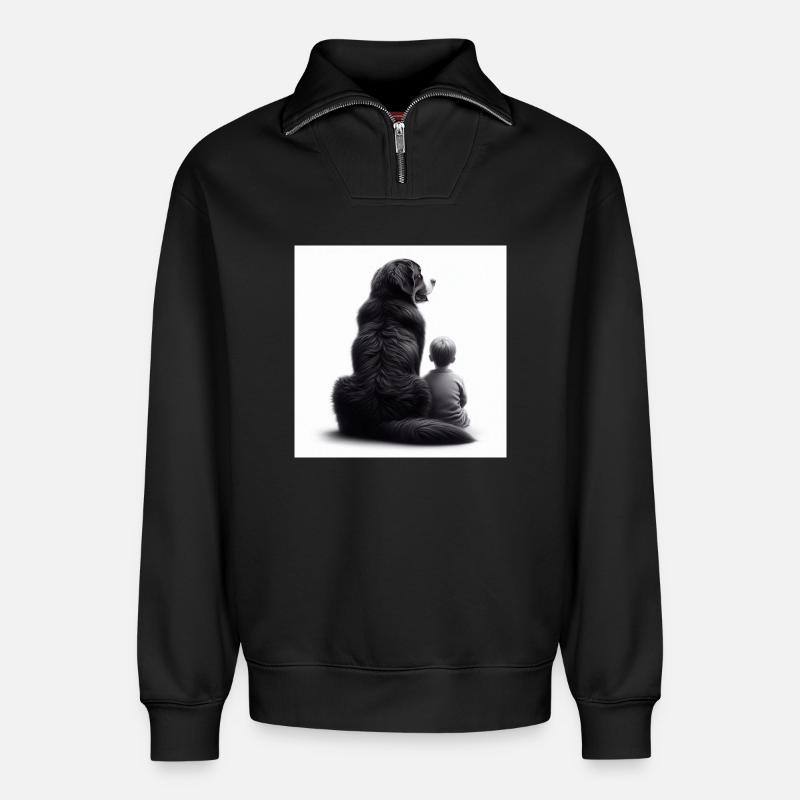 Bouvier bernois - Sweat unisexe décontracté en coton biologique à demi-zip – de SPREAD - noir