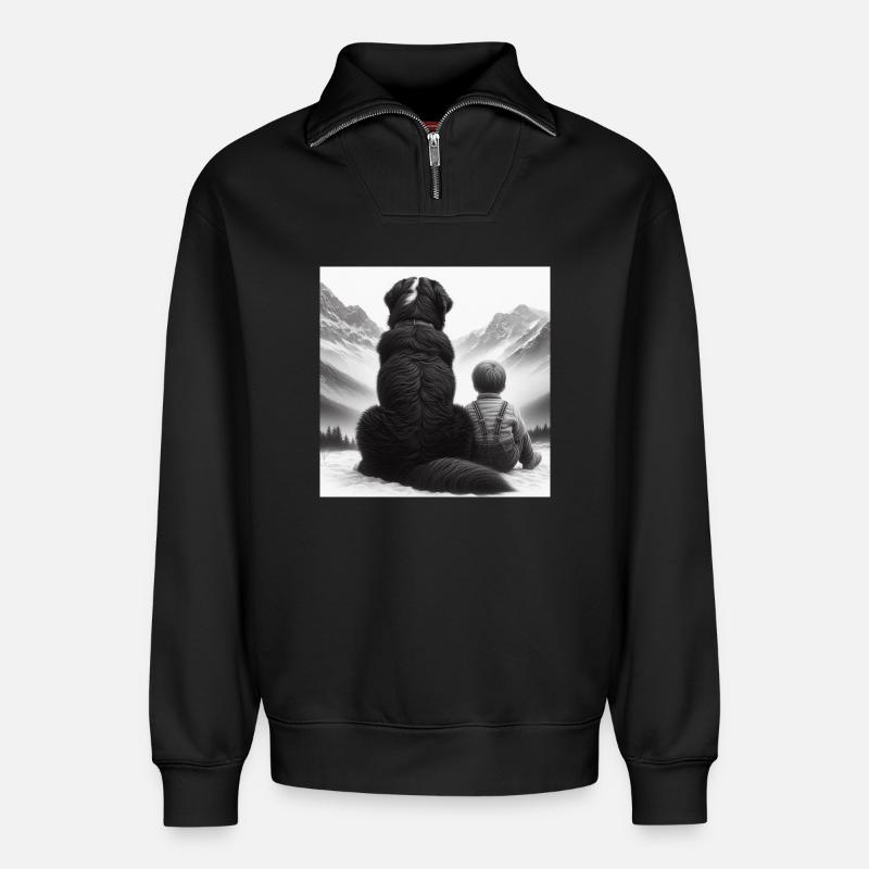 Berner Sennenhund - Relaxed Unisex Organic Half Zip Sweatshirt – von SPREAD - Schwarz