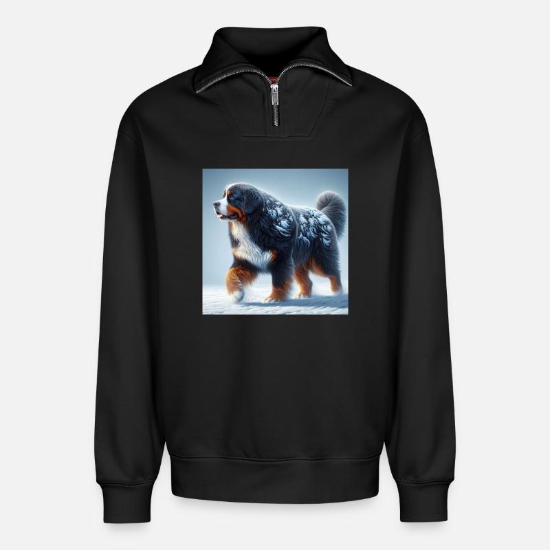 Berner Sennenhund - Relaxed Unisex Organic Half Zip Sweatshirt – von SPREAD - Schwarz