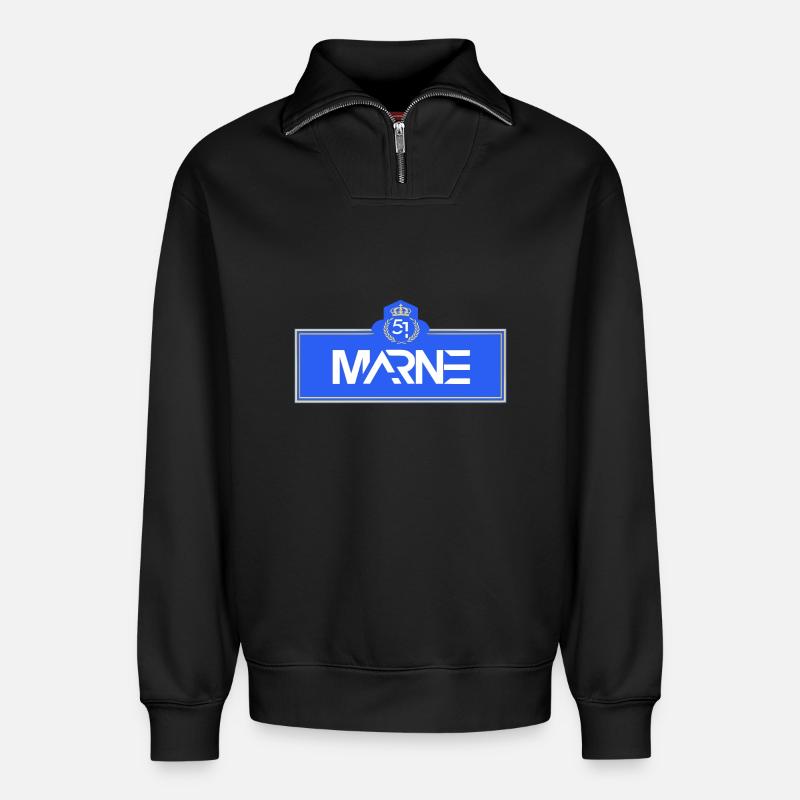 Mergel - Relaxed Unisex Organic Half Zip Sweatshirt – von SPREAD - Schwarz