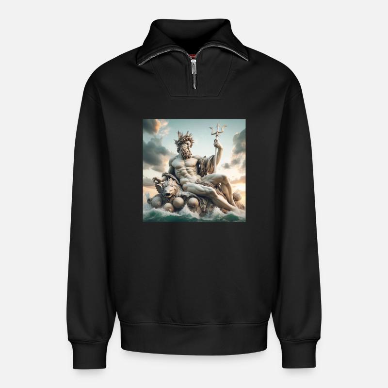 Poseidon - Relaxed Unisex Organic Half Zip Sweatshirt – von SPREAD - Schwarz