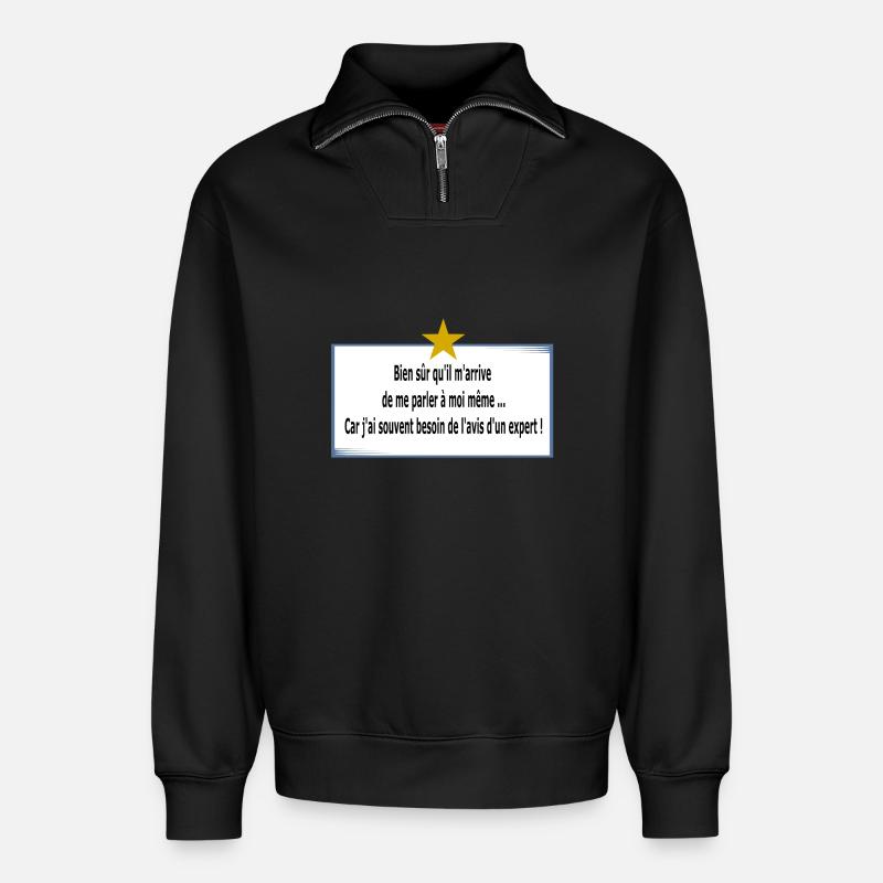 Ich rede mit mir selbst - Relaxed Unisex Organic Half Zip Sweatshirt – von SPREAD - Schwarz