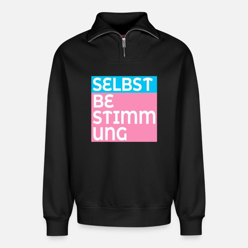 TRANS SELBSTBESTIMMUNG - Relaxed Unisex Organic Half Zip Sweatshirt – von SPREAD - Schwarz