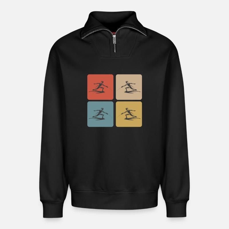 Fechten - Relaxed Unisex Organic Half Zip Sweatshirt – von SPREAD - Schwarz