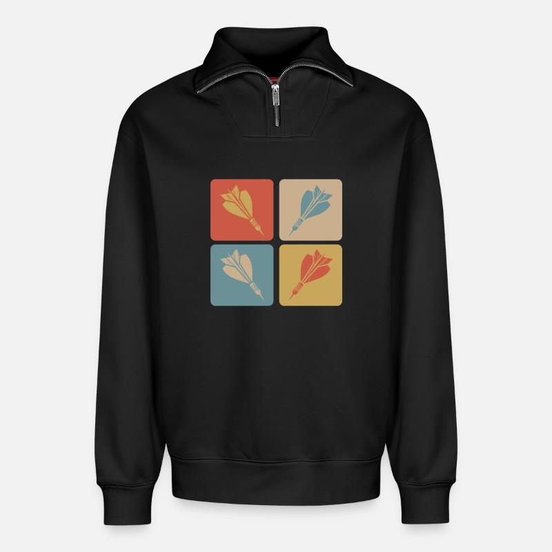 Dart Design - Relaxed Unisex Organic Half Zip Sweatshirt – von SPREAD - Schwarz