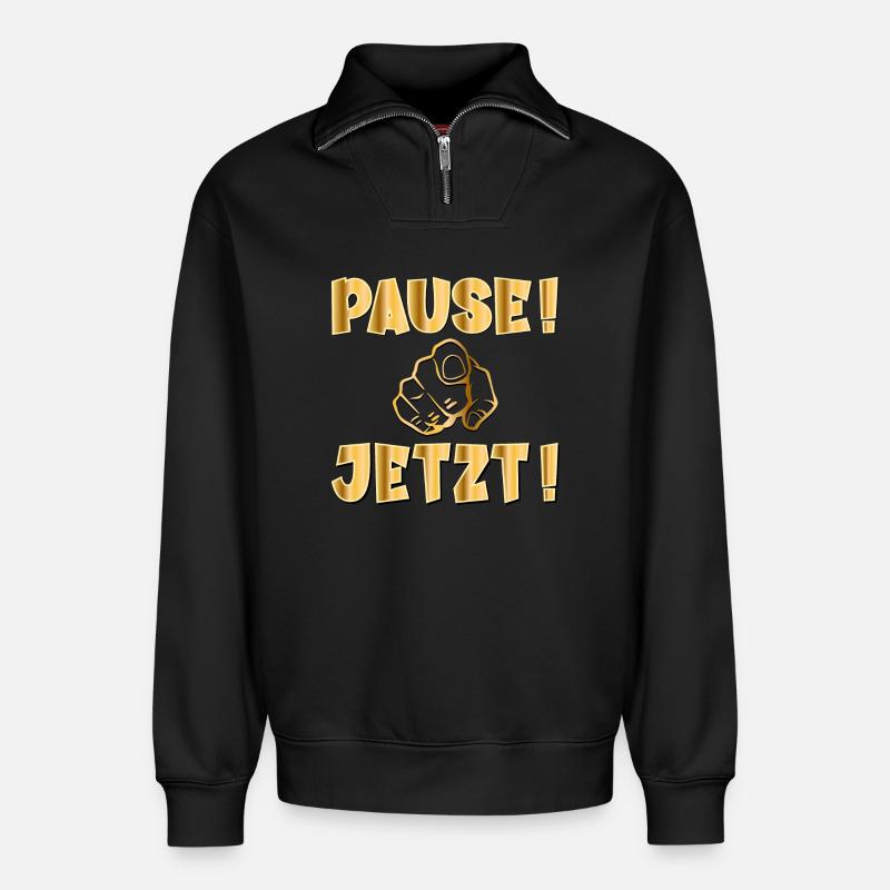 PAUSE JETZT - Relaxed Unisex Organic Half Zip Sweatshirt – von SPREAD - Schwarz