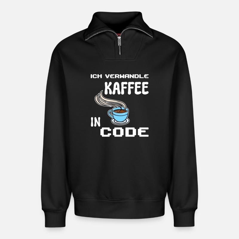 Developer Computerfreak Statement Coden Skripting - Relaxed Unisex Organic Half Zip Sweatshirt – von SPREAD - Schwarz
