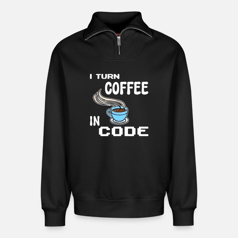 Développeur Computergeek Programmeur d’instructions - Sweat unisexe décontracté en coton biologique à demi-zip – de SPREAD - noir