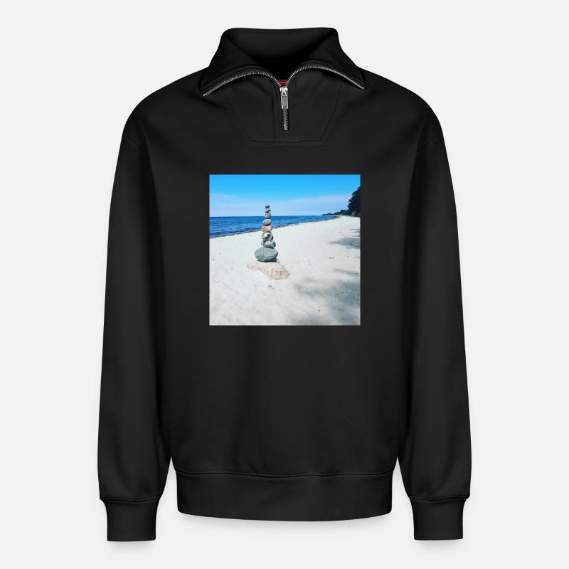 JensJensen - Relaxed Unisex Organic Half Zip Sweatshirt – von SPREAD - Schwarz