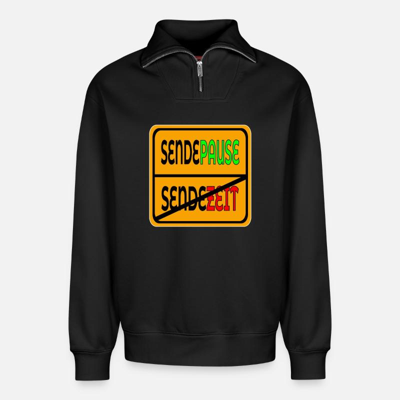 SENDEZEIT SENDEPAUSE - Relaxed Unisex Organic Half Zip Sweatshirt – von SPREAD - Schwarz