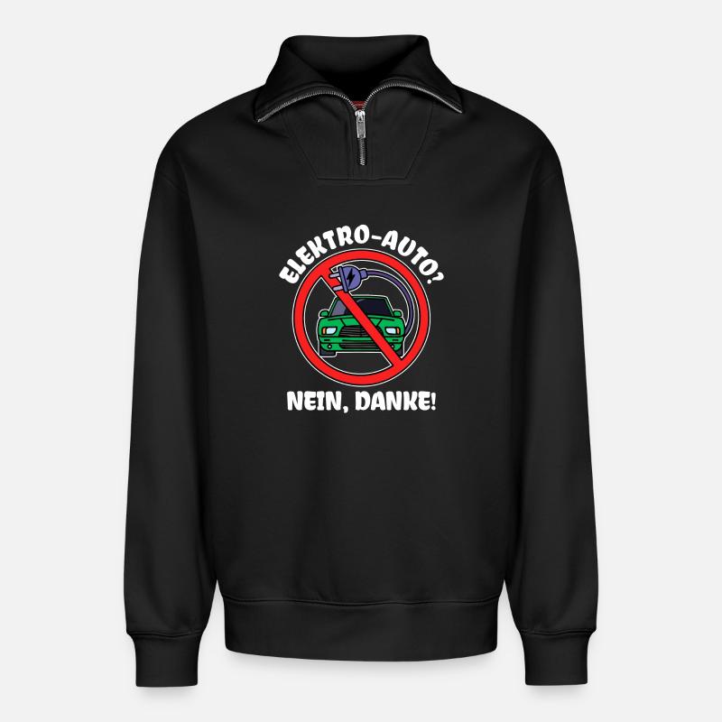 E-auto Elektrische Energie Strom Statement Tanken - Relaxed Unisex Organic Half Zip Sweatshirt – von SPREAD - Schwarz