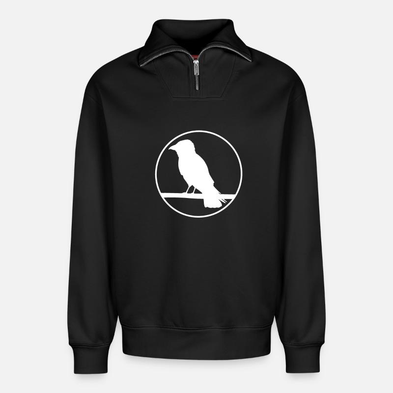 Krähe auf Ast - Relaxed Unisex Organic Half Zip Sweatshirt – von SPREAD - Schwarz