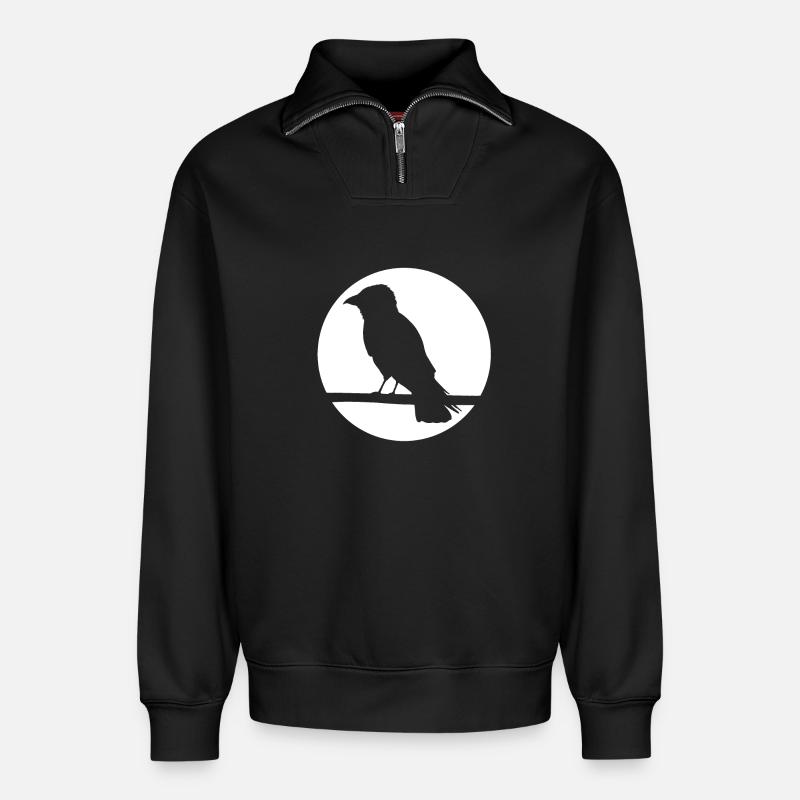 Krähe auf Ast - Relaxed Unisex Organic Half Zip Sweatshirt – von SPREAD - Schwarz