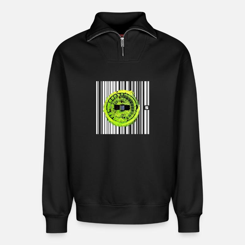 SPOT - PUNK - Relaxed Unisex Organic Half Zip Sweatshirt – von SPREAD - Schwarz