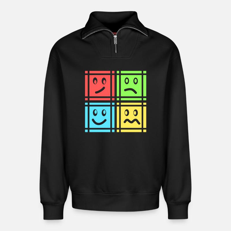 Geometric Patterns - Relaxed Unisex Organic Half Zip Sweatshirt – by SPREAD - black