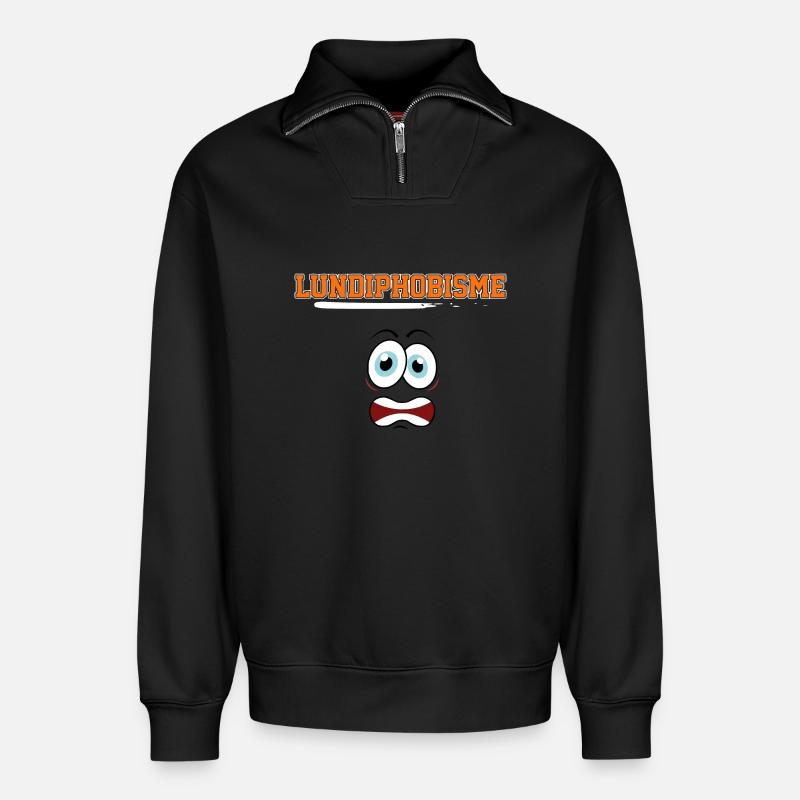 Mondayphobism - Relaxed Unisex Organic Half Zip Sweatshirt – by SPREAD - black