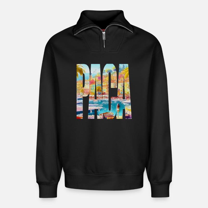 PACA - Sweat unisexe décontracté en coton biologique à demi-zip – de SPREAD - noir