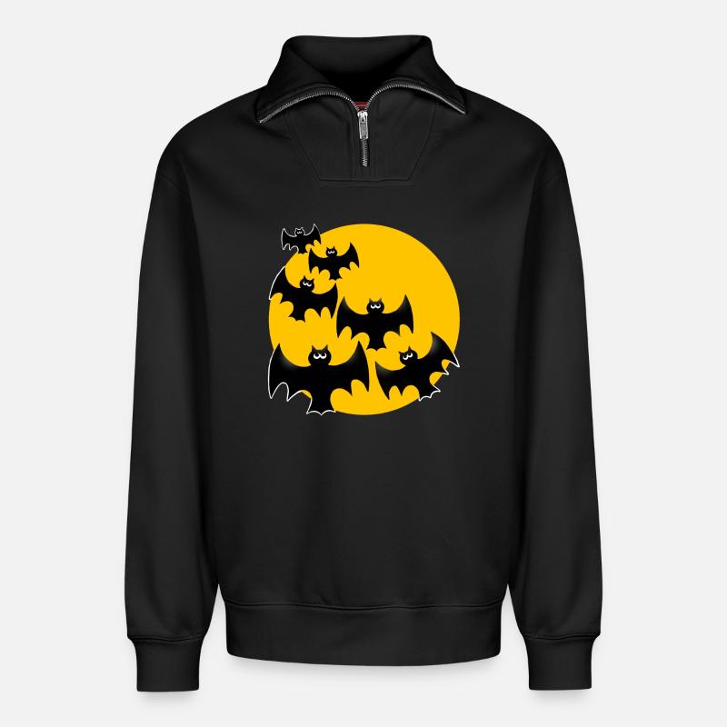 Halloween Bats - Relaxed Unisex Organic Half Zip Sweatshirt – by SPREAD - black