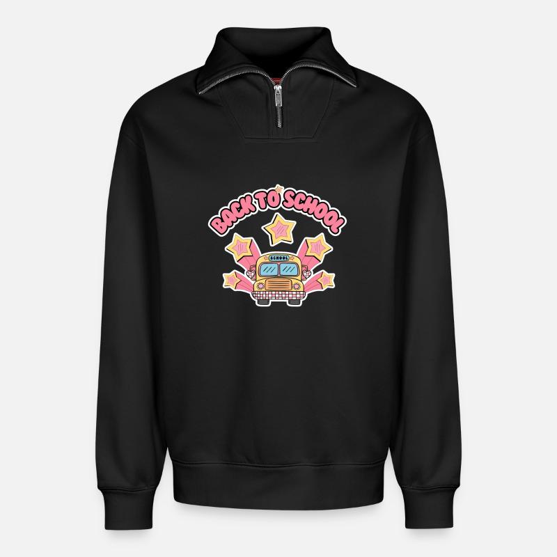 Zurück zur Schule - Relaxed Unisex Organic Half Zip Sweatshirt – von SPREAD - Schwarz